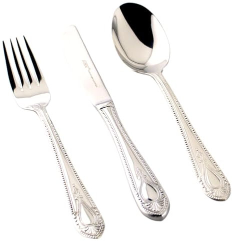 Franquihogar - Set de cubiertos acero inoxidable 18/10 monoblock pulido, cubertería de 18 piezas para menú 6 comensales, hostelería de espesor - cuchara, cuchillo y tenedor - Toscana 1285