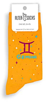 ALTER SOCKS Lustige Socken | Sternzeichen Zwilling Geschenke | Sternzeichen Socken Damen & Herren | witzige Strümpfe | Größe 36 – 45 (Zwillinge (Gemini))