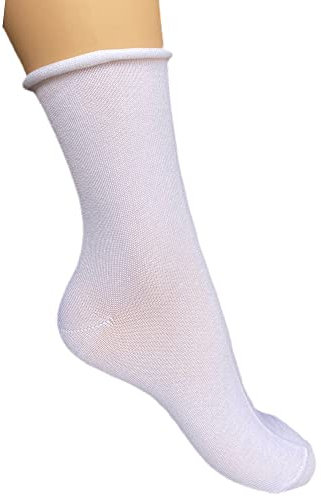 Infinity 12 PAIA CALZINI UOMO SENZA ELASTICO IN PURO COTONE FILO DI SCOZIA 40-46 (Bianco Alto)