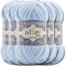 Hobby YARN Alize Velluto 5x 100g Türkische Strickwolle super Bulky Wolle zum Häkeln Uni Farbe Babywolle Flauschgarn Filzwolle Kuschelwolle (Baby Blue | 218)