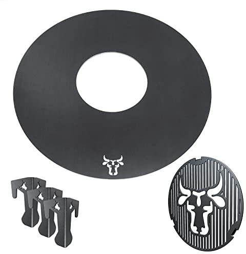tuning-art GR05 Grillring + Grilleinsatz + Abstandshalter 3er Set | Rund | Bullenmotiv | Stahl | Plancha, Größe:55er Grillring + Grilleinsatz + 3 Abstandshalter