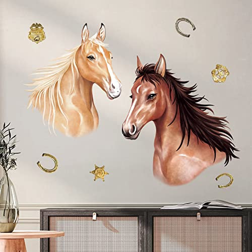 decalmile Wandtattoo Pferdekopf Wandaufkleber Pferde Groß Bauernhoftiere Wandsticker kinderzimmer Schlafzimmer Wohnzimmer Wanddeko