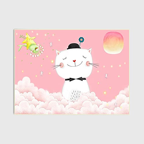 Tappeti Design Baby Teppich Baby SpielmatteCartoon niedliches Kinderzimmer mit rosa Katze,Schlafzimmer, Spielzimmer, Familienspiele-120x160cm