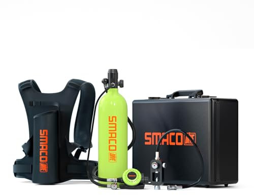 SMACO Mini Bouteille de Plongée S700 Plus 2L Petite Bouteille de Plongee Rechargeable Mini Bouteille d'oxygène Plongee 25-30 Minutes Bouteille Oxygene sous Marine Dispositif de Respiration