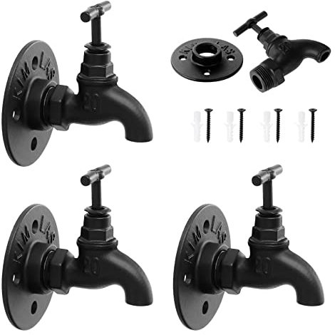 Faankiton 4 Stück Vintage-Stil Industrielle Eisenrohr Kleiderhaken, Wasserhahn Design, Garderobenhaken, Wandrohrhaken Kleiderbügelhalter, Handtuchhaken Rohr Eisen für Tasche, Regenschirm