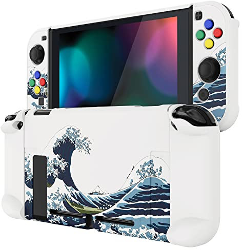 eXtremeRate PlayVital Cover Protettiva per Nintendo Switch Joycon Console,Custodia Copertura Rigida Separabile,Grande Onda