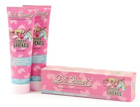 Dr. Bauer's Lovely Friends Zahnpasta Einhorn, Glitzer-Figuren, 2x90ml | Vegane Zahnpflege mit Xylitol gegen Karies, Glitzer-Tierfiguren aus Pflanzen-Cellulose lösen sich beim Putzen auf