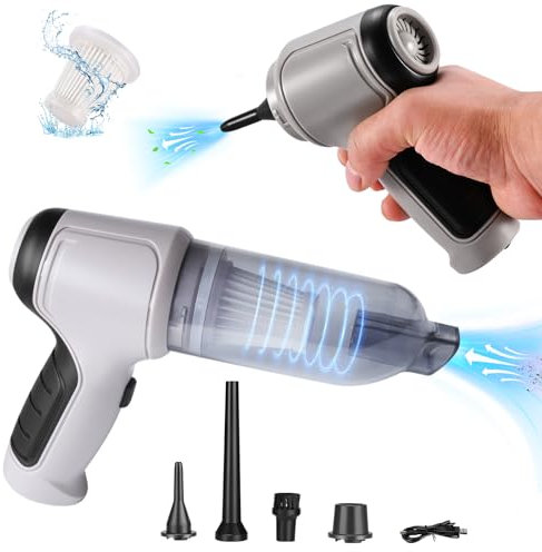 Mini aspirapolvere per auto, aspirapolvere portatile senza fili 4 in 1, soffiatore elettrico da 120 W per interni auto, PC, tastiera, ufficio, casa, ricaricabile tramite USB, portatile e leggero