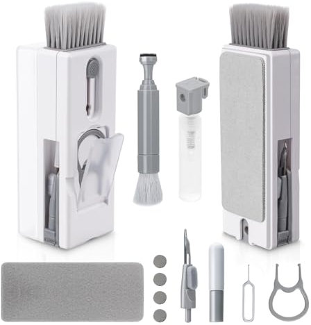 Alyvisun 11 in 1 Laptop Cleaning Kit, Multifunctional Keyboard Cleaner Brush with Keycap Puller for Tablet, Phones, Earphones, PC, Grey