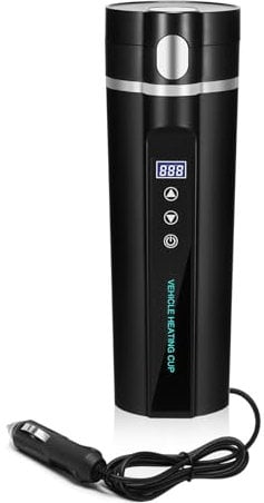 Hervidor para taza de viaje para automóvil Taza de agua calentada para vehículos eléctricos de 24 V/12 V Temperatura de calentamiento rápido Taza calefactora para automóvil ajustable, 450 ml