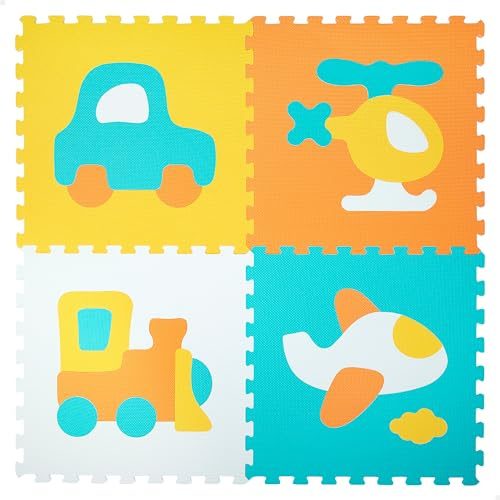 Colorbaby 47156 Puzzle-Teppich für Babys, 4 Teile, ungiftig, 118 x 118 cm, gepolsterte Babymatte, Gummi, Puzzle, Eva-Gummi, Kinderspielmatte, 10 Monate