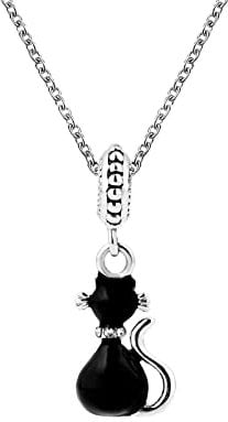 ZakiaHo Lucky Black Cat Necklace Womens Dainty Pendant Necklaces Birthday Christmas Jewellery Gifts