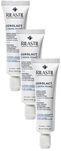 Rilastil Xerolact Crema Mani Riparatrice, Trattamento Restitutivo, Nutriente e Protettiva con Burro di Karité per Pelli Sensibili, Molto Secche, Confezione da 90ml