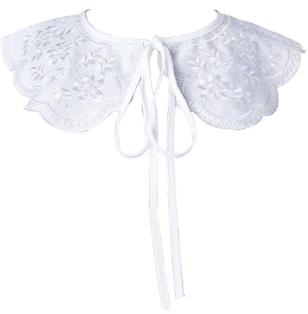 GORGECRAFT 179 x 39cm Abnehmbarer Falscher Kragen Halskrause Mini-Umhang Halsband Falscher Dickey-Kragen Polyester-Stickerei Mit Hölzernem Ohrbesatz Für Blusen Kleidung Nähen Applikationsrand DIY