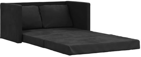 vidaXL Bodensofa, Klappbar Bodenbett Sofa mit Schlaffunktion, Schlafsofa Schlafsessel mit Metallgestell, Klappsofa Sofabett für Wohnzimmer Schlafzimmer, Schwarz Stoff