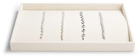 Papten Schmucktablett stapelbar aus Sackleinen, Schmuckaufbewahrung Schublade Schmuckeinsatz Organizer Schmuck Display für Halskette (Beige)