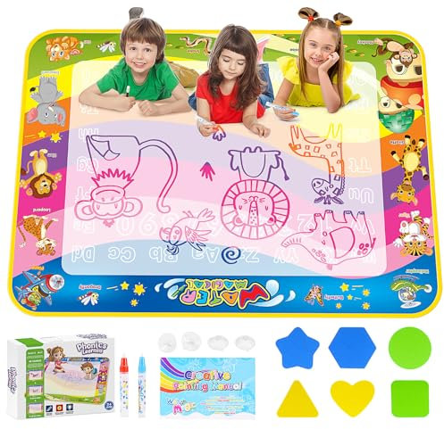 Juguete a partir de 1, 2, 3, 4 años, alfombrilla para colorear con lápiz de agua, alfombrilla de pintura de agua, regalo para niños de 1 a 4 años, juguete infantil a partir de 1, 2, 3 años (39,3 x 31