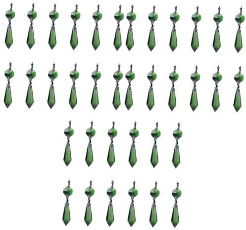 Operitacx 36 STK Hängender Kristall Kostüm-Halskette Transparent Halskette Aus Glas Kranz Prismen Für Fenster Kränze Für Fenster Fenstergirlande Weihnachtsbeleuchtung Grün Kleidung Leuchter