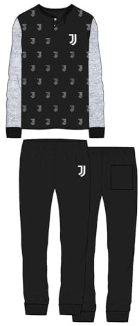 hermet pigiama uomo lungo in cotone JUVE prodotto ufficiale art. T10 2090 (nero, XXL)