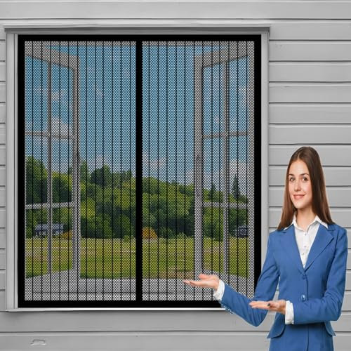 Zanzariera per Finestre Zanzariere 106 x 145 cm Zanzariera Anti Zanzare Insetti Traspirante Aria Fresca Magneti Rete Anti Zanzare Anti Insetti Zanzariera per Finestre a Battenti, Nero