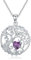 OCJ Tree of Life Birthstone Necklace for Women 925 Sterling Silver Tree Pendant February Birthstone Jewellery Christmas Anniversary Birthday Gifts for Her Wife