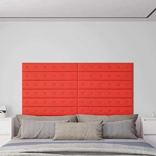 Wenjingqi-343997 Wandpaneele aus Kunstleder, rot, 90 x 15 cm, 1,62 m², 12 Stück