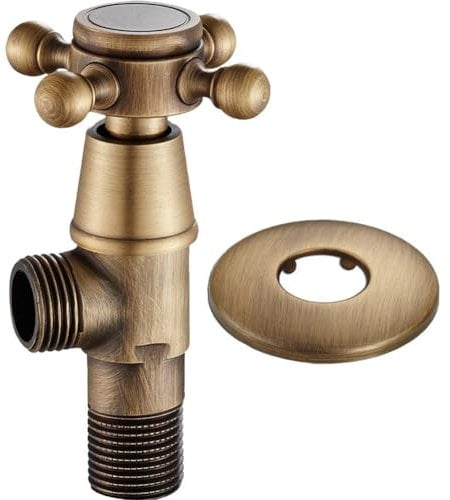 Dianzan Traditionelle Eckheizkörperventile, Traditionelles Eckheizkörperpaar, 1/2 Zoll, Satiniertes Antik-trv-massivmessing, Klassischer Heizkörperthermostat
