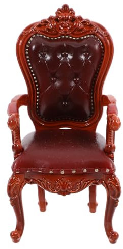 Vaguelly Miniature Classical Style Dollhouse Furniture Backrest Chair Model Vintage Mini Stool Decor for Micro Landscape Mini Bedroom Adorn and Toy House Accessories