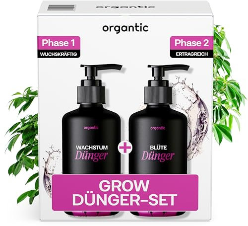 Organtic Hanf- & Cannabis-Dünger Konzentrat Set – 1L (2x 500ml) Wachstums- & Blütendünger – Ideal für Indoor, Outdoor & Autoflower – Perfekte NPK-Balance