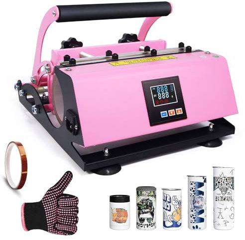Naturalpowev Auto Tumbler Heat Press Machine, Mug Heat Press Heat Up Fast & Even, Heat Press for Sublimation Mug Projects for 11-30 oz Coffee Mug Cup, Pink