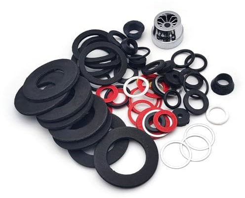 Kit de 55 accesorios sanitarios: arandelas, juntas, juntas tóricas planas y redondas de hierro, goma y espuma de varios diámetros y grosores – Recambios perfectos para cualquier necesidad hidráulica