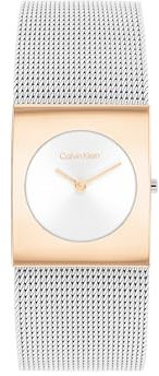 Calvin Klein Analog Quarzuhr für Damen Kollektion CK Pulse mit Silbernes Edelstahl-Mesh-Gliederarmband - 25100063