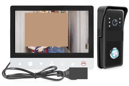 EDEDE Wireless Video Doorbell Camera, 7 Inch TFT Wired Video Intercom System With 1000TVL Camera Support Recording/Snapshot Doorbell Only Support 1 MONITOR for Home Security(Built-in power-64G)