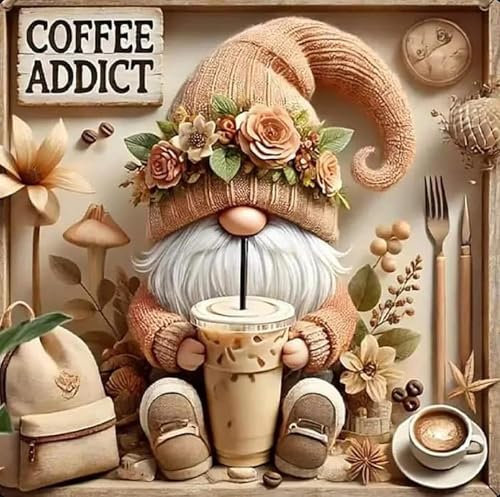 5D Diamant Painting Zwerg, DIY Diamond Painting für Erwachsene Anfänger, diamond painting weihnachten, DIY Volle runde Edelstein Kristall Kunst Diamant Malerei, Wanddekoration für Zuhause (30x30cm)