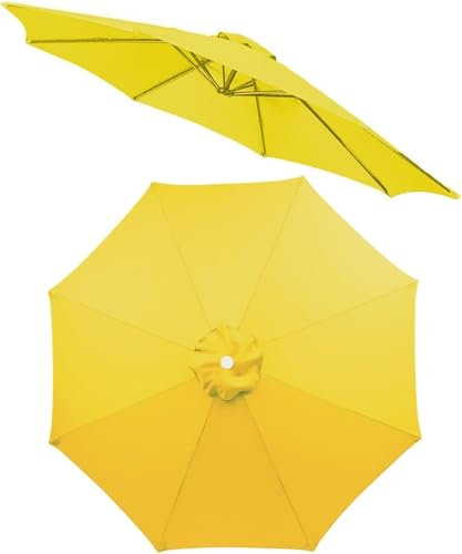 ELYSYSRL Auvent de Remplacement pour Parasol de Terrasse de 2/2.5/3.0/3.5m, 6 Baleines/8 Baleines Toile De Parasol Déporté Housse de Rechange(Jaune,3.0M/8 Arms)