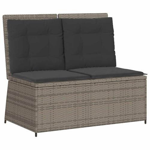 vidaXL Gartenbank Grau Poly-Rattan, Alfresco Sitzbank, Moderne Gartenliege, Robustes Terrassenmöbel, entspann Dich im Freien