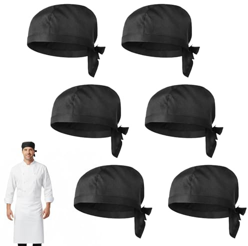 Zyiphor 6 Piezas Gorros de Cocina Unisex, Gorro Cocina Austable, Gorro Cocinero Poliéster, para Restaurantes, Hoteles, Cocinas Caseras, Bares y Más, Negro