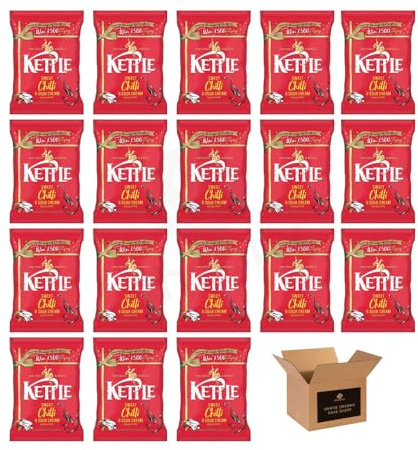Kettle Chips Variety Flavoured Potato Crisps Snacks – Hand Cooked Thick Cut Crispy | Sea Salt, Balsamic Vinegar & more – Crunchy Vegetarian (Sweet Chilli & Sour Cream - 40g x 18Pack)