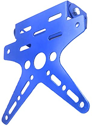 Tbest Motorrad-Kennzeichenhalterung, Verstellbarer Winkel, Klappbar, Halterung aus Blau Eloxiertem Aluminium, Kompatibel mit
