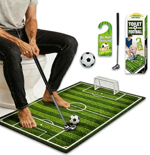 MaNeaz Coffret Cadeau de Golf de Toilette Golf Toilette Mini Golf Toilette Accessoire Set à la Maison Jeu de Toilettes Salle Bain Golf Set pour anniversaire cadeau d'anniversaire Fan de football