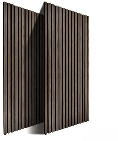 Relaxdays Akustikpaneele, 2er Set, 120 x 60 cm, dunkelbraun | Schalldämmung & Wandverkleidung, Eiche Furnier, Wandpaneele