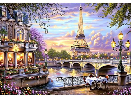 TOSTOG Eiffelturm Diamond Painting für Erwachsene, Seine Diamant Painting Kits Full Drill Bilder 5D DIY Diamant Malerei Set 40x30cm für Wanddekor