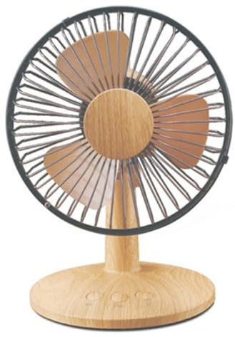 KYOFIS Ventilador de mesa retro de madera portátil, 2 velocidades, USB o con batería, ventilador de escritorio pequeño for dormitorio de oficina en casa