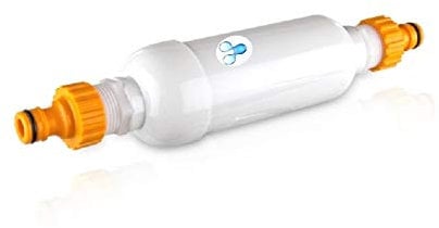 Aquatiere Garden Hose water Filter- hose-lock quick connect -White PP casing and Bio-ceramics-1 year filtration -Removes Chlorine & heavy metals-balances pH-for garden plants aquatics and play pools