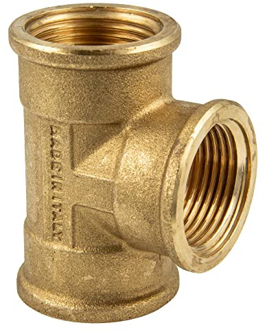 tecuro T-Stück allseitig Innengewinde Rp 3/8 Zoll, MS-blank CW617N, nach Trinkwasserverordnung 50930-6, nach ISO 7/1, warmgepresst