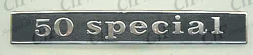 SCRITTA POSTERIORE VESPA 50 SPECIAL FONDO NERO COD 5756 SCITTA CROMATA