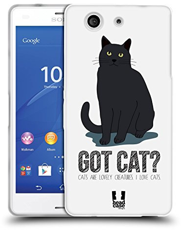 Head Case Designs Schwarz Got Cat Soft Gel Handyhülle Hülle kompatibel mit Sony Xperia Z3 Compact / D5803
