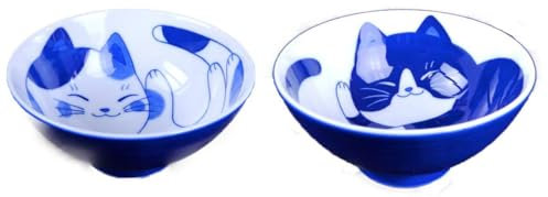 Minorutouki Cat Design NEKOCHIGURA Rice Bowl MIKE & HACHIWARE Small Size 2 pattern set φ4.6×H2.4in 6.63oz Made in Japan