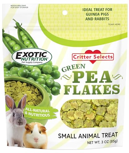Exotic Nutrition Green Pea Flakes 3oz. - Healthy & Unique Treat - Rat, Degu, Prairie Dog, Chinchilla, Hedgehog, Parrot, Guinea Pig, Rabbit, Hamster