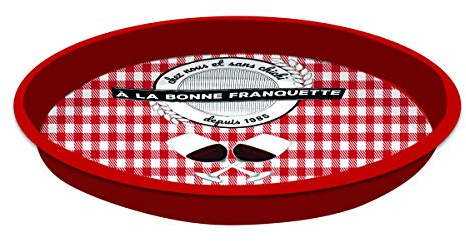 Vino de Francia 10 runde Tabletts aus Metall, Bonne Franquette, Mehrfarbig, 33 cm